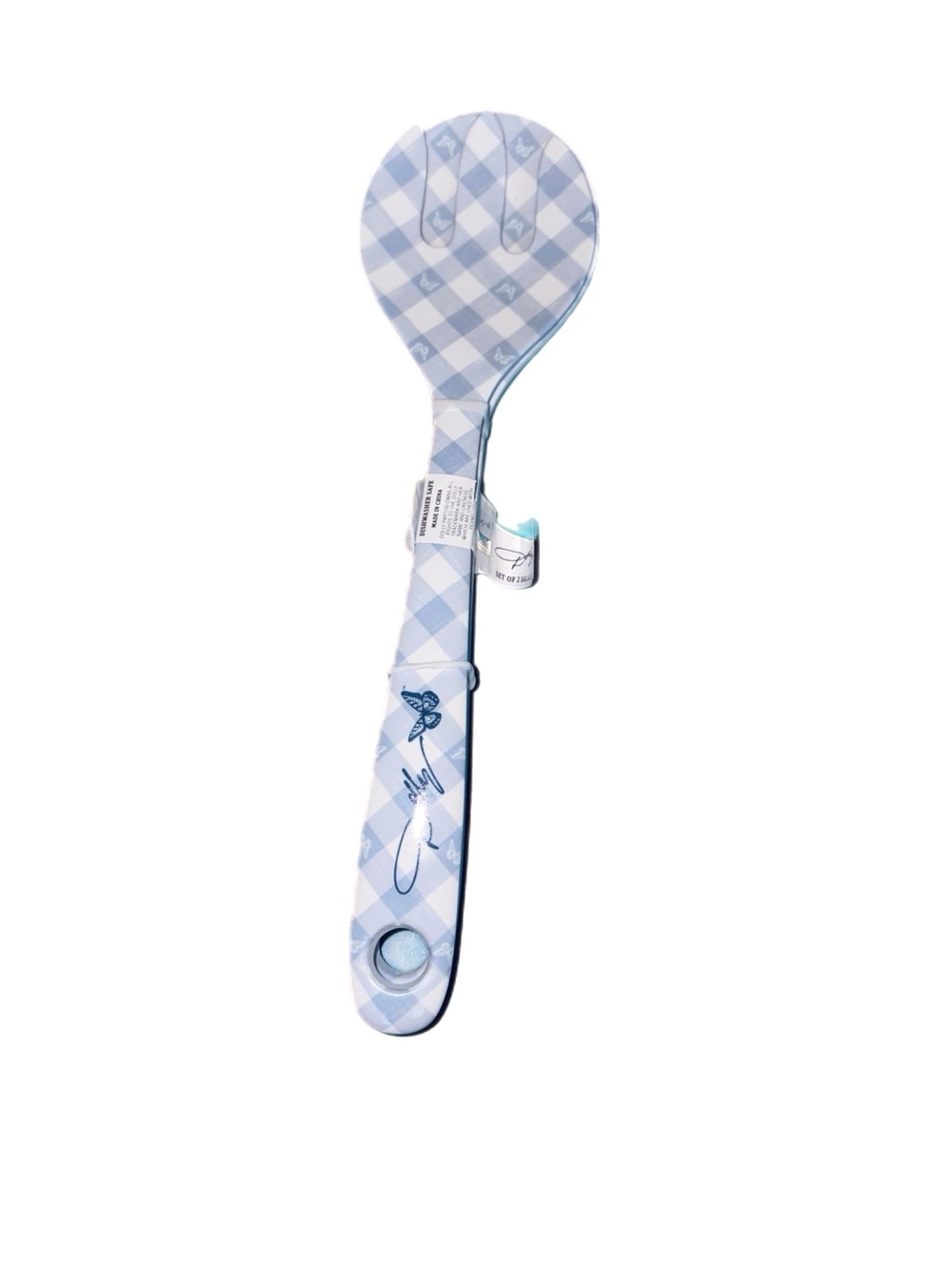 Official Dolly Parton Blue Gingham & Butterfly Melamine Salad Serving Set – New